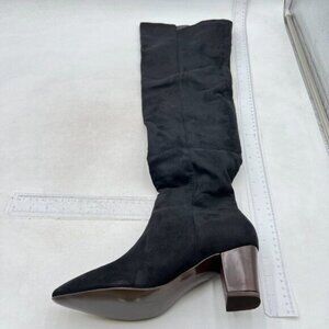 Over The Knee High Boots for Women Pointed Toe Block Heel Tall Boots Black Boots